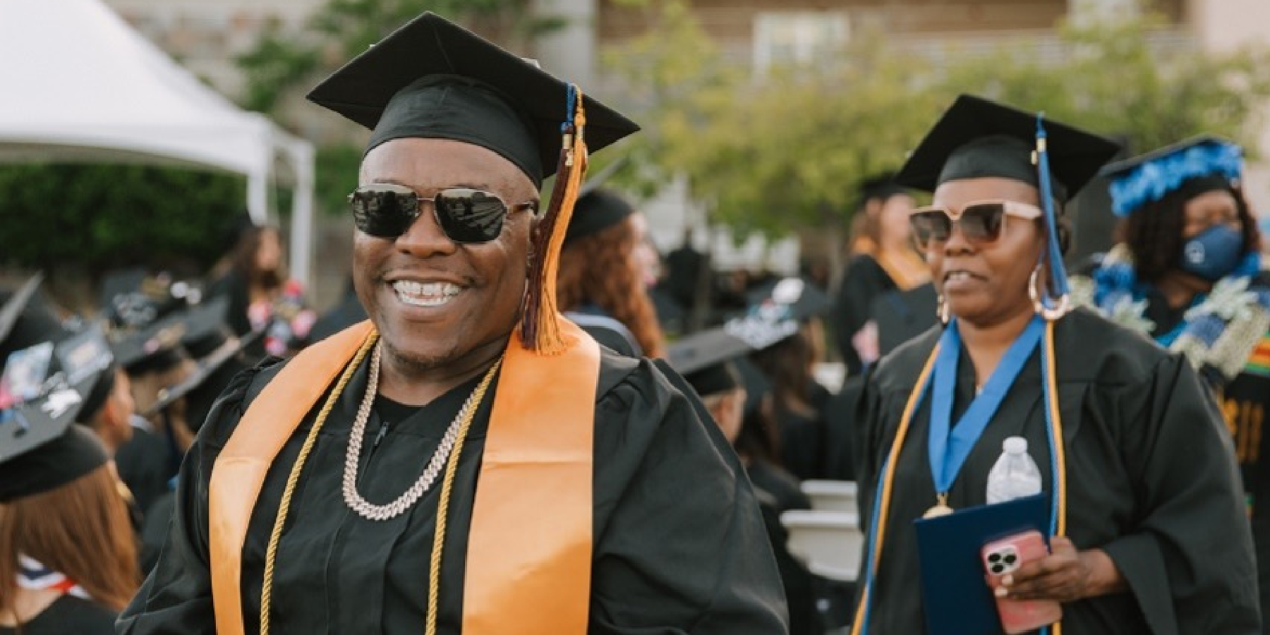 College graduates in caps and gowns