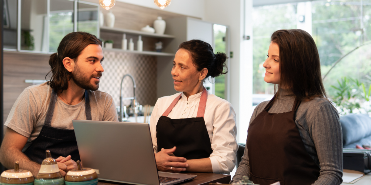 Business owner with colleagues